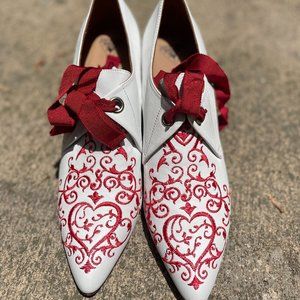 John Fluevog White & Red Heels